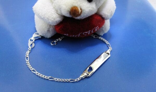 Zilver Baby-kinder naamarmband met open hartje - Afbeelding 3