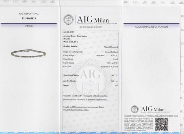Witgouden tennisarmband met 64 diamanten - Afbeelding 4