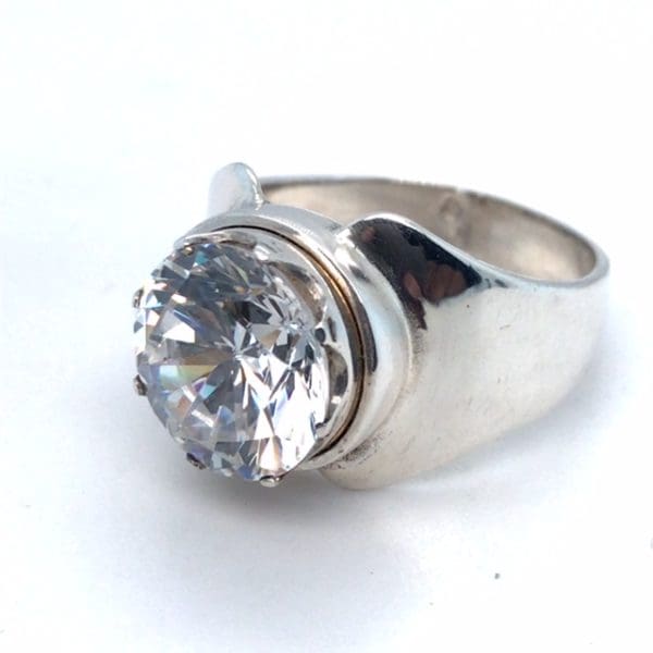 Zilveren schroefsteen ring met 1 Cubic Zirkonia - Afbeelding 3
