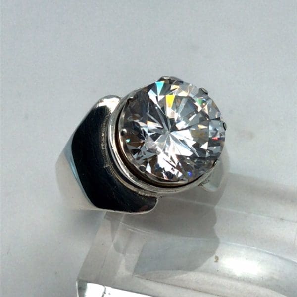Zilveren schroefsteen ring met 1 Cubic Zirkonia - Afbeelding 6