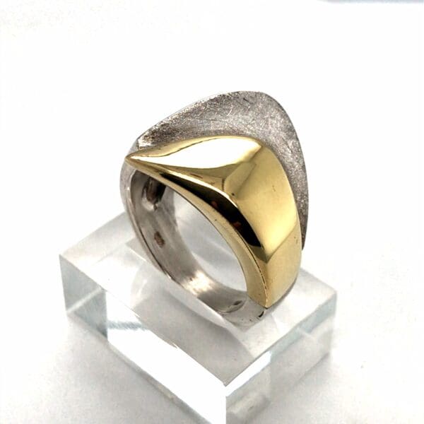 Zilveren  Design ring glanzend met mat - Afbeelding 4