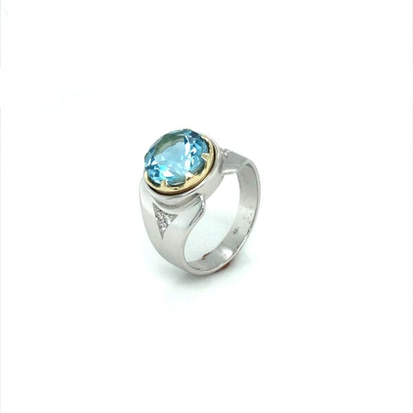 witgouden Schroefsteen ring met 6 Diamanten