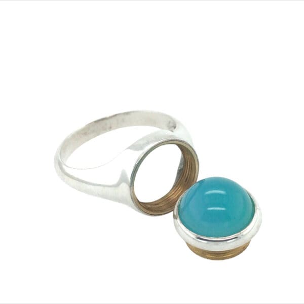 Zilveren Schroefsteen ring met Calcedoon - Afbeelding 2