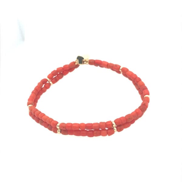 Bloedkoraal armband met gouden sluiting - Afbeelding 3