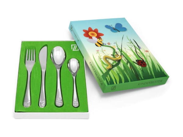 kinderbestek 4-delig Natuurvriendjes  rvs