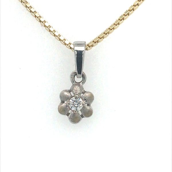 Diamant hanger met gouden ketting 14k - Afbeelding 5