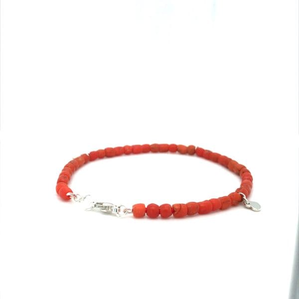 Bloedkoraal armband Antiek met zilveren hartjes - Afbeelding 5