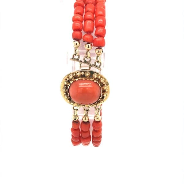 Bloedkoraal armband 3 rangs