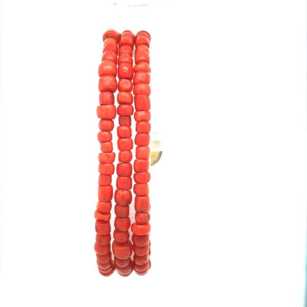 Bloedkoraal armband 3 rangs - Afbeelding 4