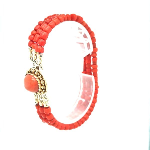 Bloedkoraal armband 3 rangs - Afbeelding 6
