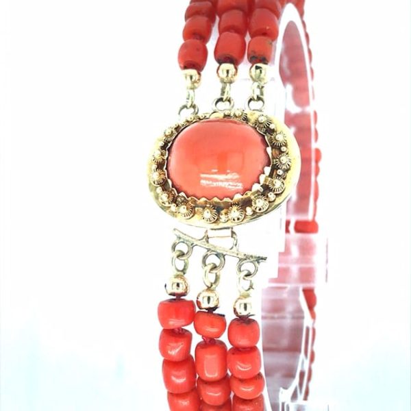 Bloedkoraal armband 3 rangs - Afbeelding 7