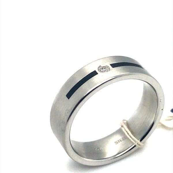 Edelstalen ring met 1 Diamant - Afbeelding 2