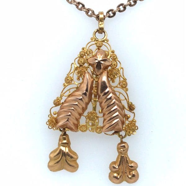 Antieke gouden hanger met collier - Afbeelding 3