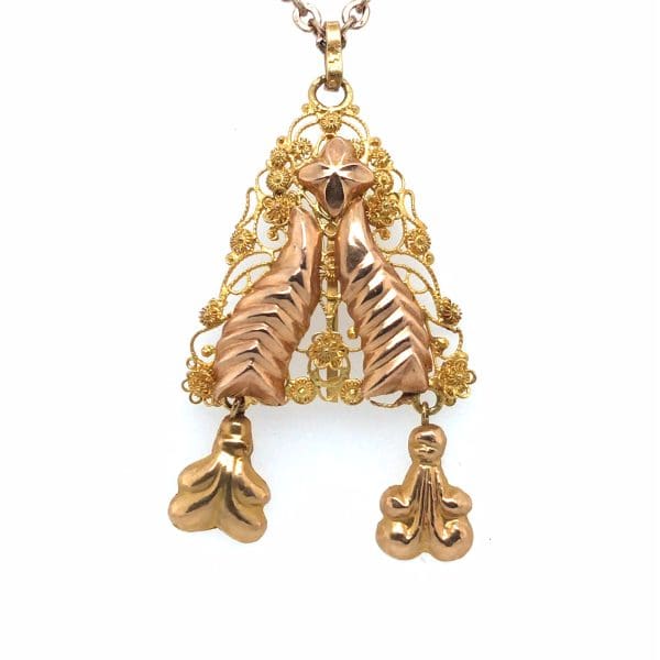 Antieke gouden hanger met collier - Afbeelding 5