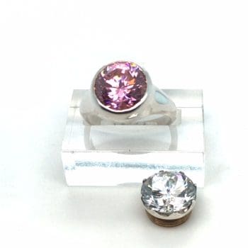 Zilveren schroefsteen ring met Cubic Zirkonia