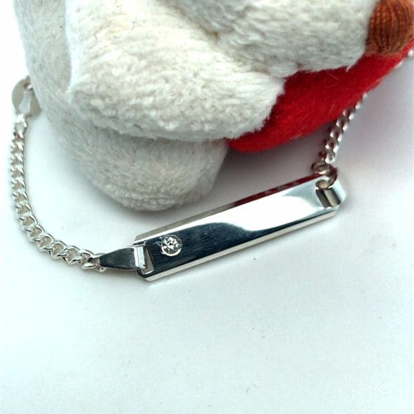 zilveren kinder-baby naamarmband met 1 Diamant 0.02crt - Afbeelding 2