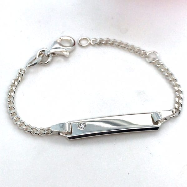 zilveren kinder-baby naamarmband met 1 Diamant 0.02crt - Afbeelding 3