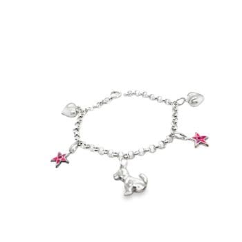 Zilveren bedelarmband met 5 bedels