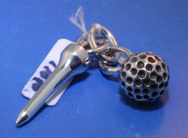 Zilveren bedel Golf tee met bal - Afbeelding 2