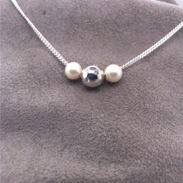 Zilveren collier met Cultive parels en Cubic Zirconia - Afbeelding 3