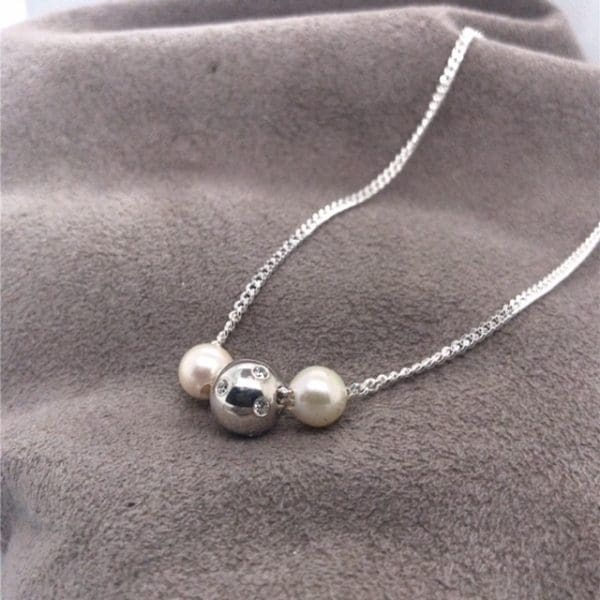 Zilveren collier met Cultive parels en Cubic Zirconia - Afbeelding 4