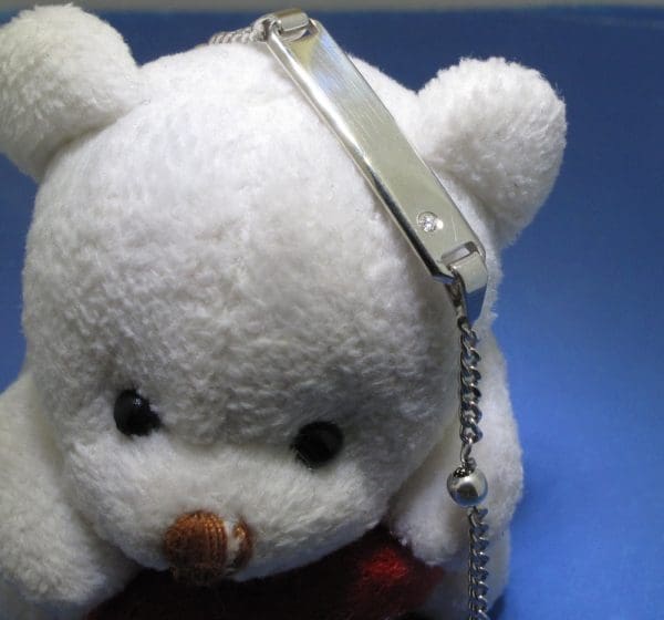 Zilveren baby-kinder naamarmband met 1 Diamant