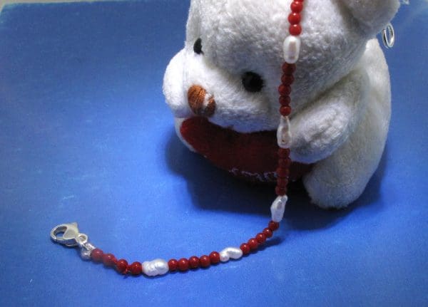 Kinder-Baby armband Parels-Bloedkoraal - Afbeelding 3