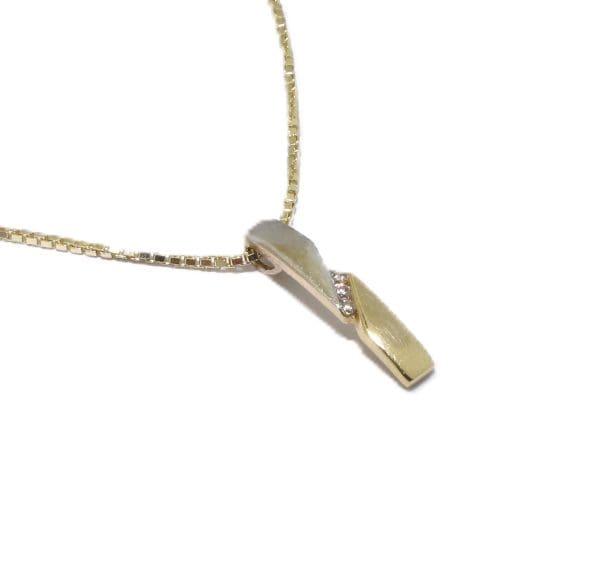 gouden hanger met 3 Diamanten - Afbeelding 4