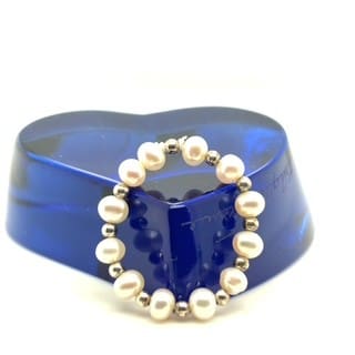 Zoetwater parelring met zilver