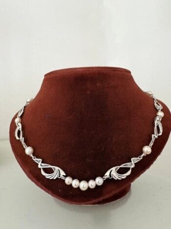 Collier, zilver en cultive parels